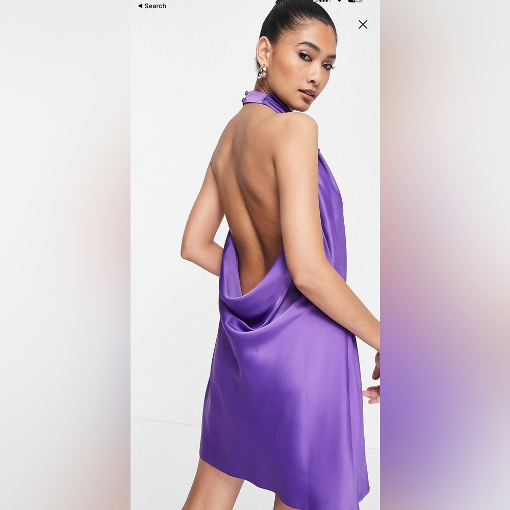ASOS satin backless drape mini dress